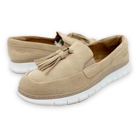 Vionic Fresh Quinn Sand Suede Tasseled‎ Slip On Comfort Loafers Size 6.5 - Picture 1 of 14